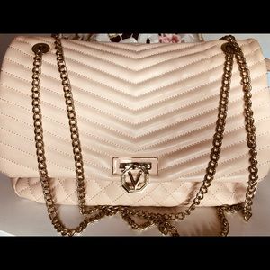 Flap bag designer brand Valentino in rose beige